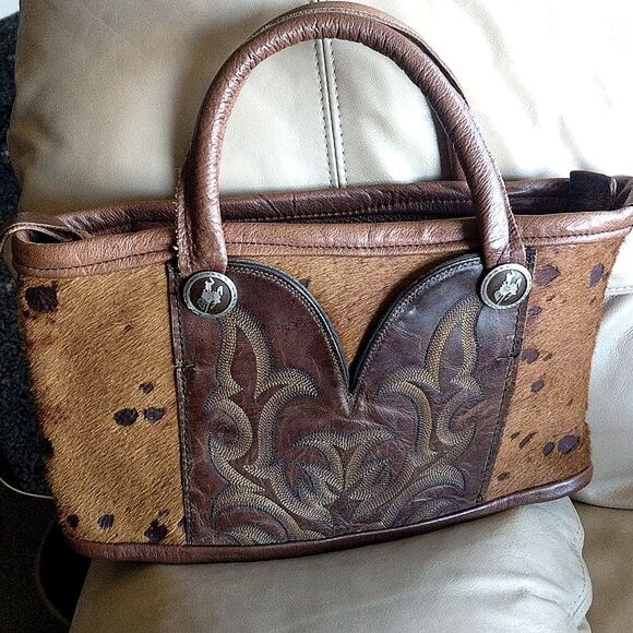 Vintage Recycle Cowboy Boot Purse- Hair on hide🐎 - Picture 2 of 15